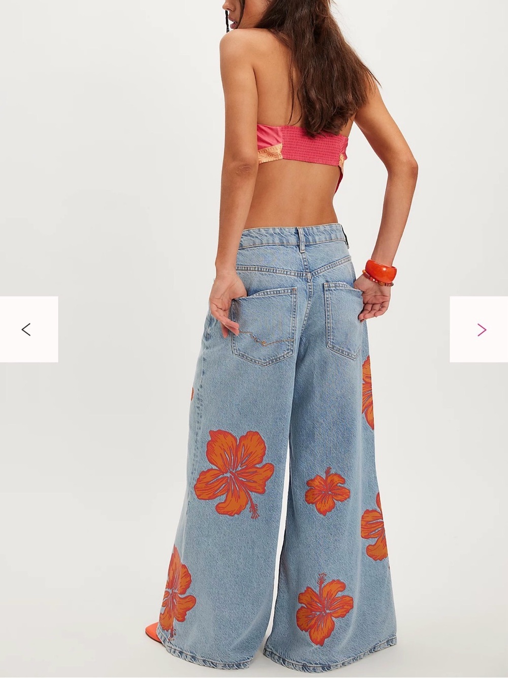 Free People We The Free Palisades Wide-Leg Jeans Flower Power 27 NWT - Picture 3 of 7